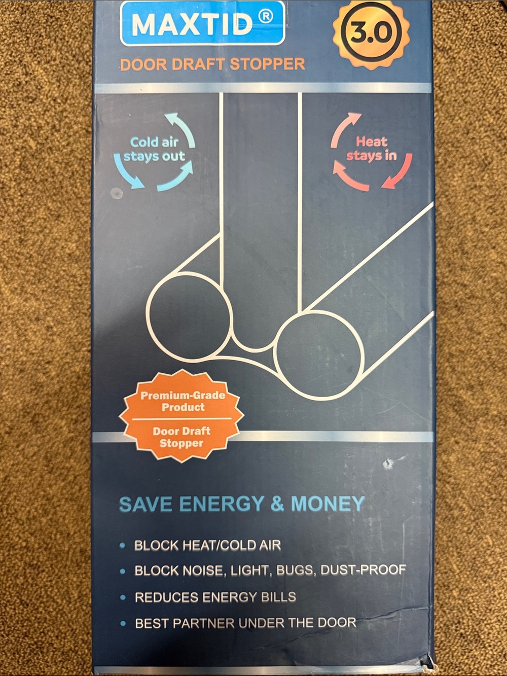 Black Door Draft Stopper - Energy Saving Seal-Adjustable